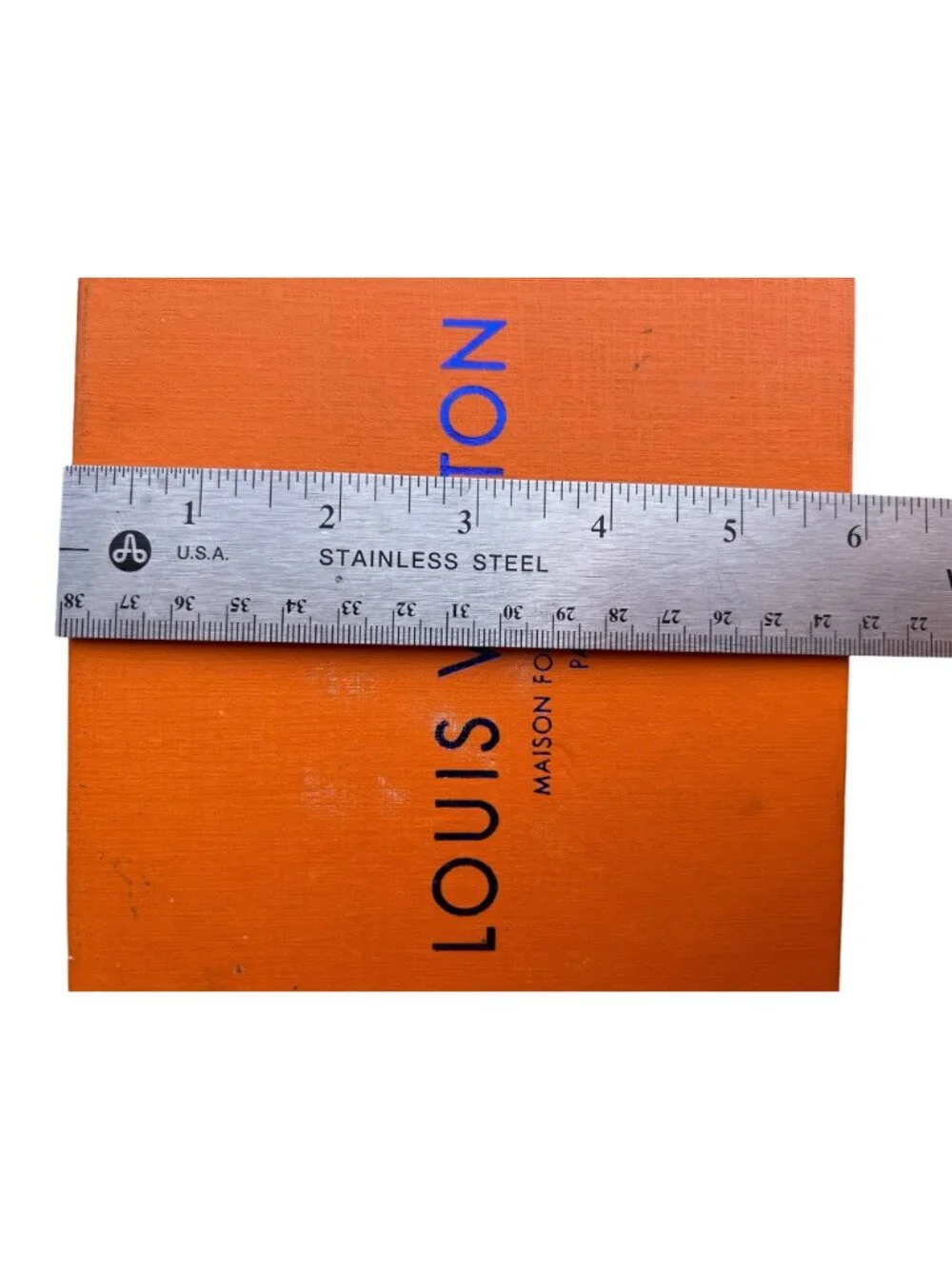 Louis Vuitton Orange Box & Beige Dust Cover Blue Logo 10 1/8